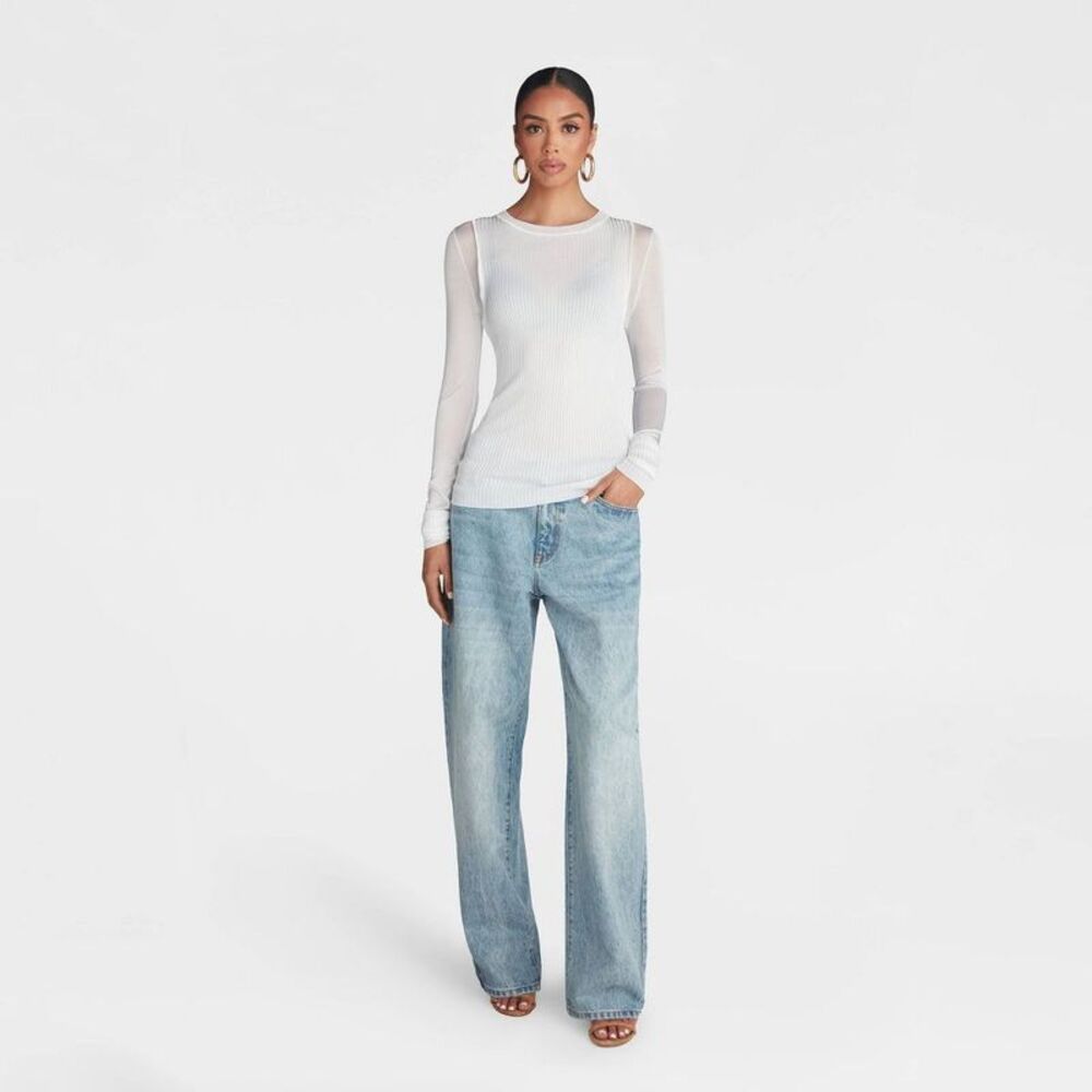 KBB by KAHLANA Women's Long Sleeve 'The Layered Sheer Top' - White M - Picture 3 of 4